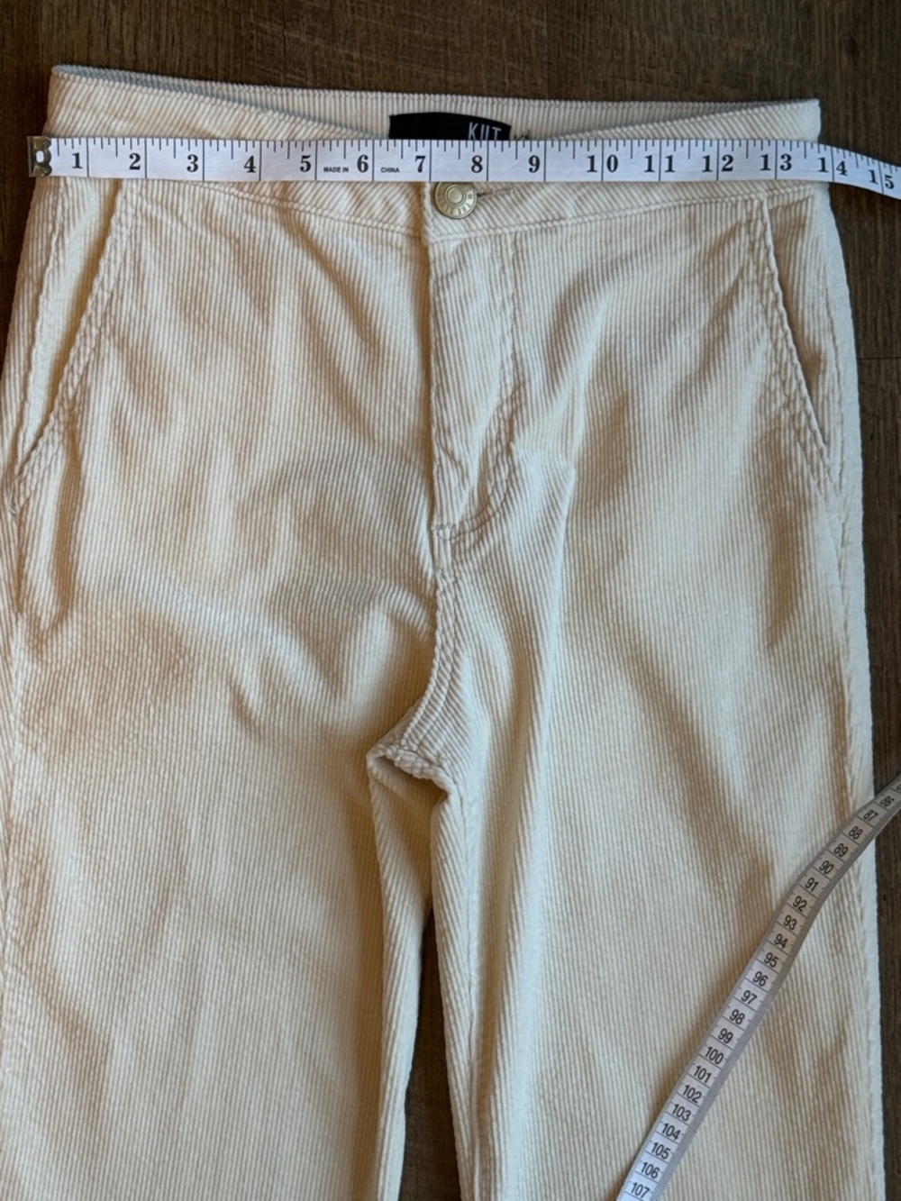 KUT From The Cloth Classic Women's Corduroy Cream Chino Pants Size 0 - Picture 6 of 12
